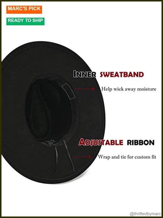 Wide Brim Felt Fedora Hat Women Western Panama Rancher Hat Adjustable main image 4